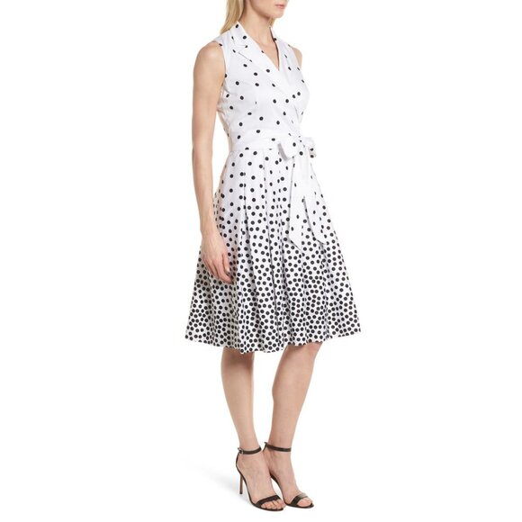NWT Womens Size 10 Anne Klein Scattered Polka Dot Notch Collar Wrap Dress NEW - Picture 3 of 8